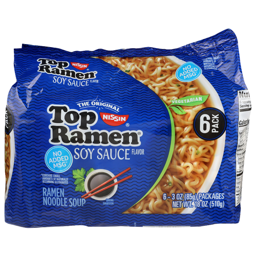 Nissin Soy Sauce Top Ramen Noodle Soup - 3 Ounce - 6 Count