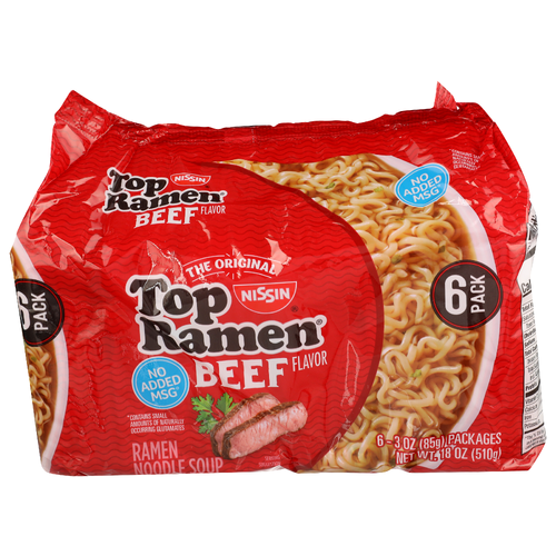 Nissin Beef Ramen Noodle Soup - 3 Ounce - 6 Count