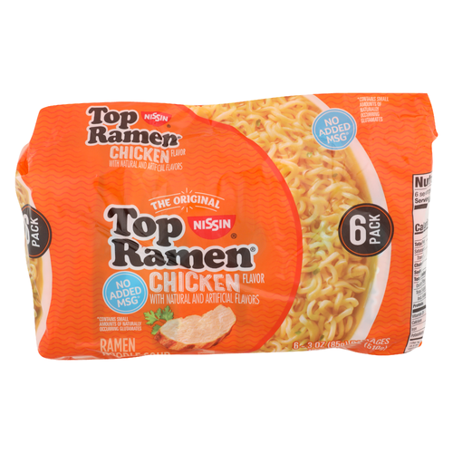 Nissin Chicken Flavor Ramen Noodle Soup - 3 Ounce - 6 Count