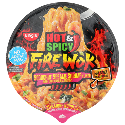 Nissin Scorchin' Sesame Shrimp Flavor Fire Wok Hot & Spicy Stir Fry Asian Noddles In Sauce - 4.55 Ounce