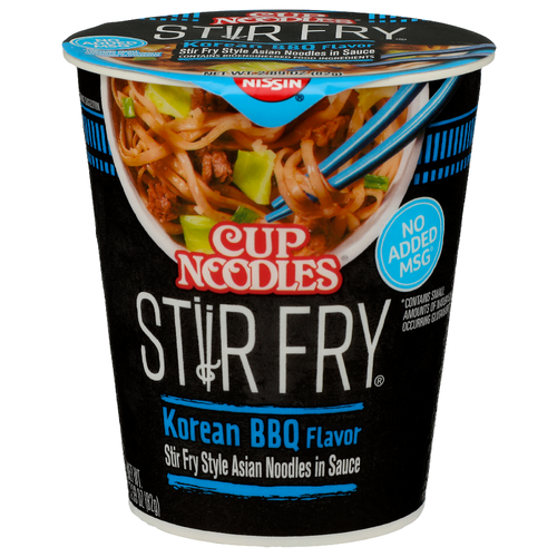 Nissin Cup Noodles Korean BBQ Flavor Stir Fry Style Asian In Sauce - 2.89 Ounce