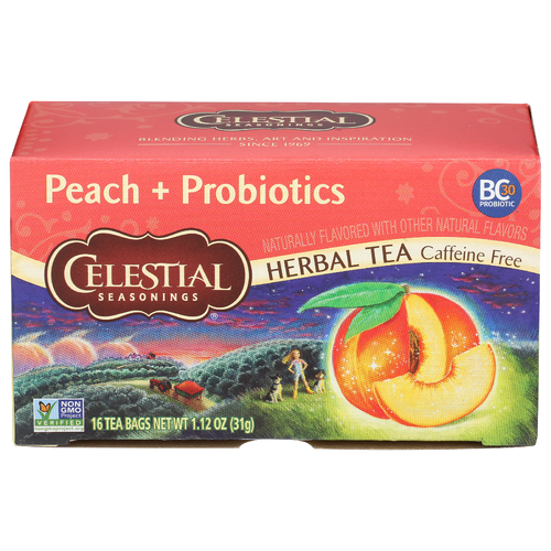 Celestial Seasonings Peach + Probiotics Herbal Tea Bags - 0.07 Ounce - 16 Count Image 1 of 3