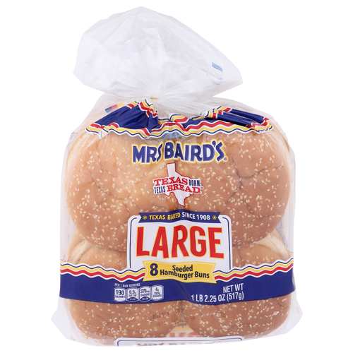 Mrs Baird's Large Seeded Hamburger Buns - 2.281 Ounce - 8 Count