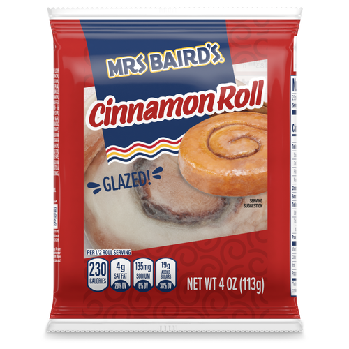 Mrs Baird's Individual Glazed! Cinnamon Roll, Sugar Pastries, Pouch - 4 Ounce Image 1 of 2