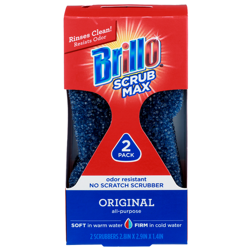 Brillo Odor Resistant Scrub Max No Scratch Scrubber - 2 Count