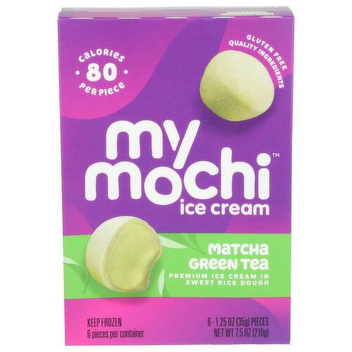 MY/MOCHI Ice Cream Matcha Green Tea Frozen My Mochi - 1.25 Ounce - 6 Count