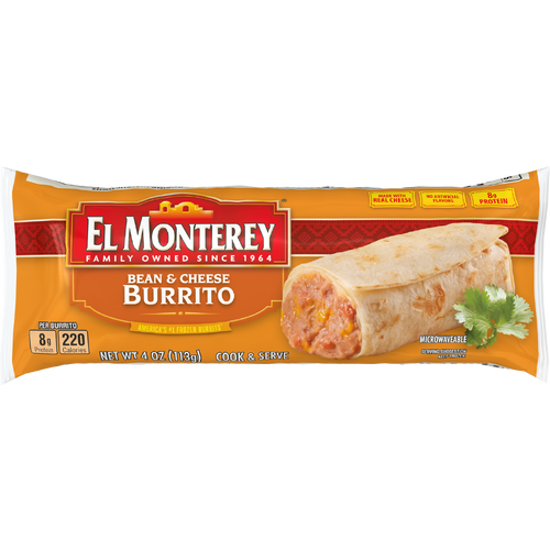 El Monterey Bean & Cheese Burrito , Single Serve Frozen - 4 Ounce