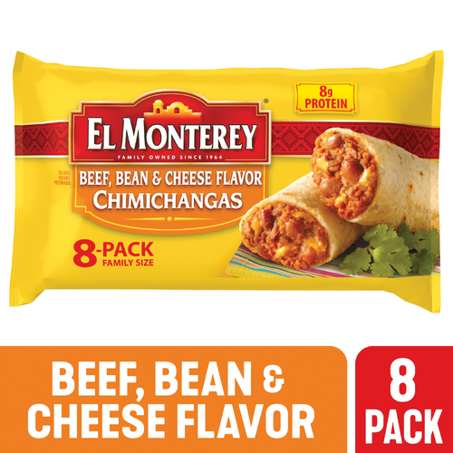 El Monterey Beef, Bean & Cheese Flavor Chimichangas , Frozen - 3.8 Ounce - 8 Count