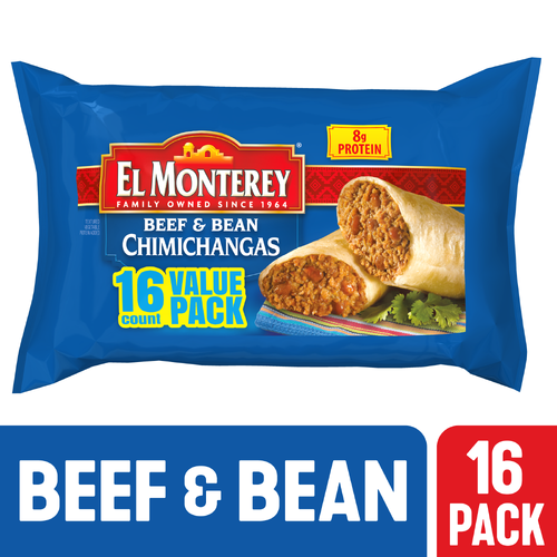 El Monterey Value Pack Beef And Bean Chimichangas, Frozen - 0.238 Pound - 16 Count