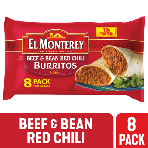 El Monterey Beef And Bean Red Chili Burritos , Frozen - 4 Ounce - 8 Count