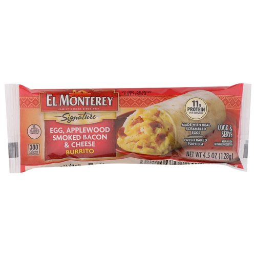 El Monterey Egg, Applewood Smoked Bacon & Cheese Signature Burrito - 4.5 Ounce