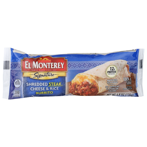 El Monterey Shredded Steak, Cheese & Rice Signature Burrito - 4.8 Ounce