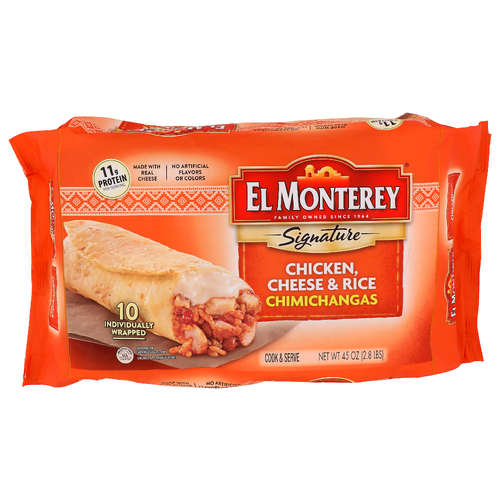 El Monterey Chicken, Cheese & Rice Chimichangas - 4.5 Ounce - 10 Count