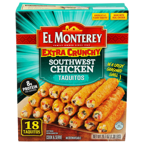 El Monterey Southwest Chicken Extra Crunchy Taquitos - 1.15 Ounce - 18 Count