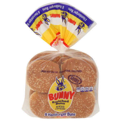 BUNNY Jumbo Seeded Hamburger Buns - 2.5 Ounce - 8 Count