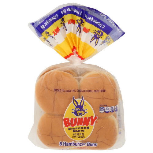 BUNNY Jumbo Hamburger Buns - 2.5 Ounce - 8 Count