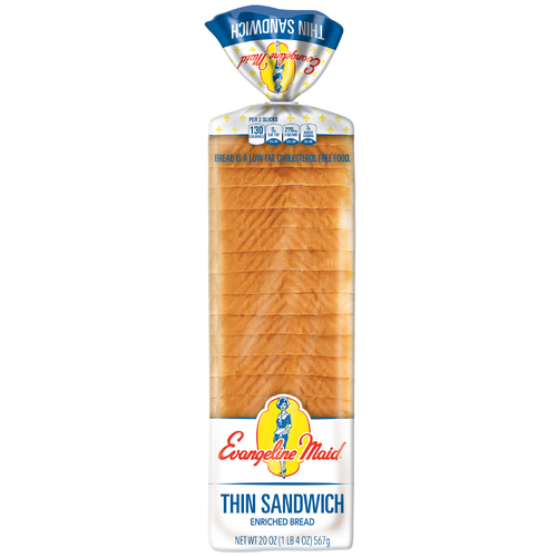 Evangeline Maid Thin Sliced White Enriched Sandwich Bread - 20 Ounce