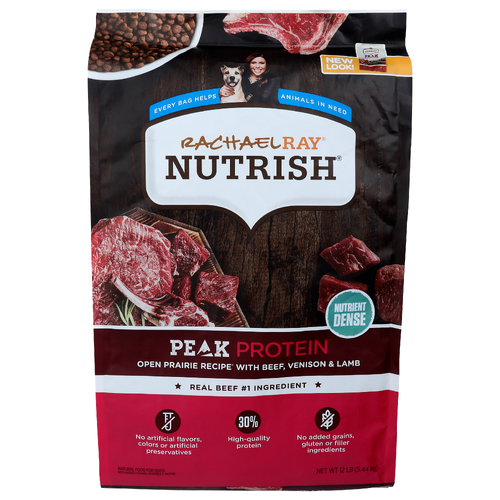 Rachael Ray Nutrish Food For Dogs Peak Protein With Beef, Venison, And Lamb - 12 Pound