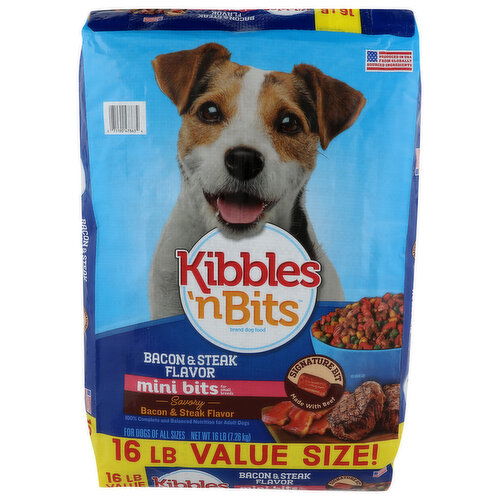 Kibbles 'n Bits Bacon & Steak Mini Bits Dry Dog Food - 16 Pound Image 1 of 4
