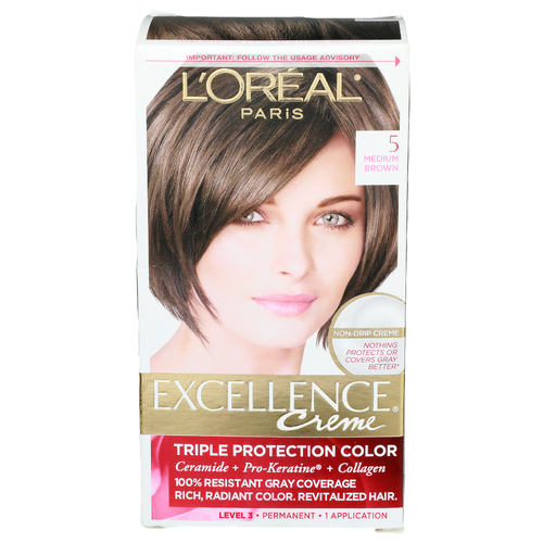 L'oreal Paris 5 Medium Brown Level 3 • Permament Excellence Creme - 1 Each