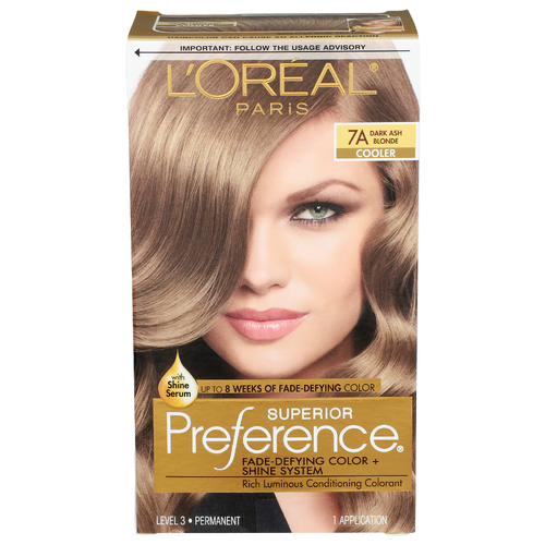 L'oreal Paris Fade-Defying Color + Shine System 7a Dark Ash Blonde Cooler Superior Preference - 1 Count