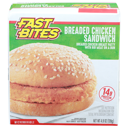 Fast Bites Breaded Chicken Sandwich - 4.9 Ounce