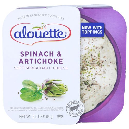 ALOUETTE Spinach & Artichoke Soft Spreadable Cheese - 6.5 Ounce