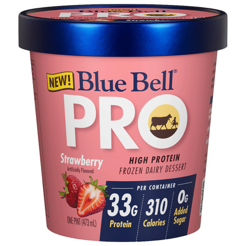 Blue Bell Pro Strawberry High Protein Frozen Dairy Dessert - 16 Fluid Ounce Image 1 of 2