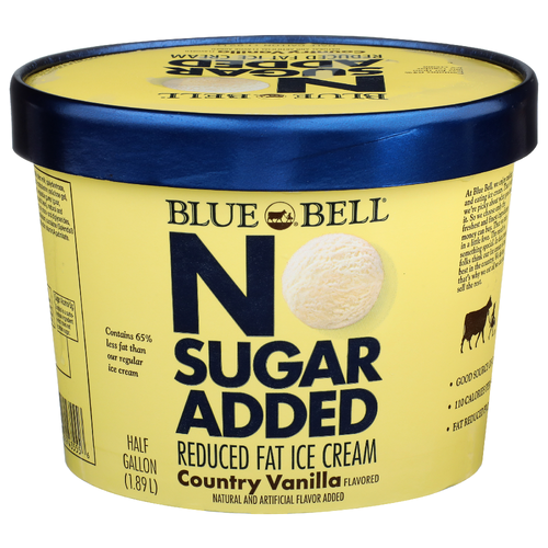Blue Bell No Sugar Added Country Vanilla Ice Cream - 64 Fluid Ounce