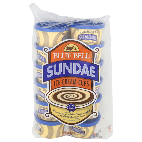 Blue Bell Sundae Ice Cream Cups - 3 Fluid Ounce - 12 Count