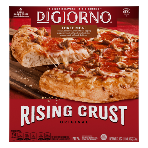 DiGiorno Frozen Pizza, Rising Crust Three Meat - 27.1 Ounce
