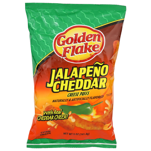 Golden Flake Jalapeno Cheddar Cheese Puffs Corn Snack - 5 Ounce