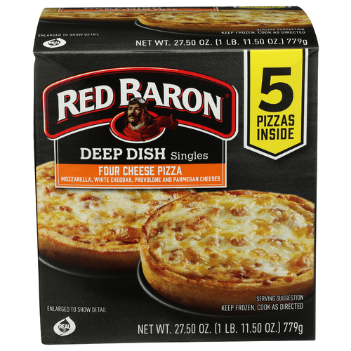 Red Baron  Four Cheese Deep Dish Personal Pizza - 5.5 Ounce - 5 Count Image 1 of 4