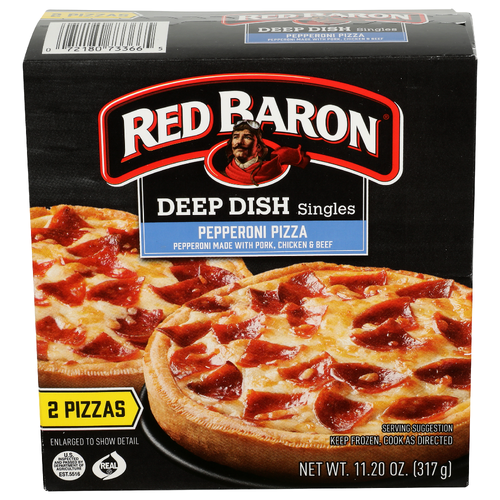 Red Baron Deep Dish Singles Pepperoni Made With Pork, Chicken & Beef Pizza - 5.6 Ounce - 2 Count