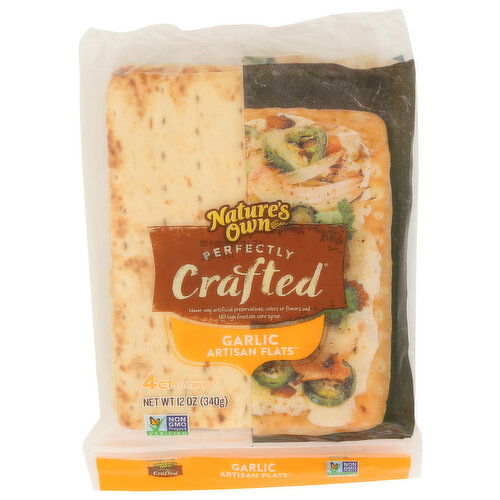 NATURE'S OWN Flatbreadgarlic Garlic Flatbread Perfectly Crafted Artisan Flats, Non-Gmo - 3 Ounce - 4 Count