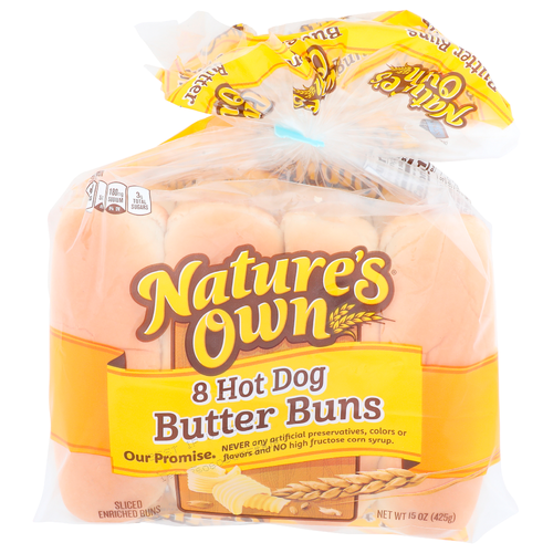 Nature's Own Sliced Enriched Buns Hot Dog Butter - 1.875 Ounce - 8 Count