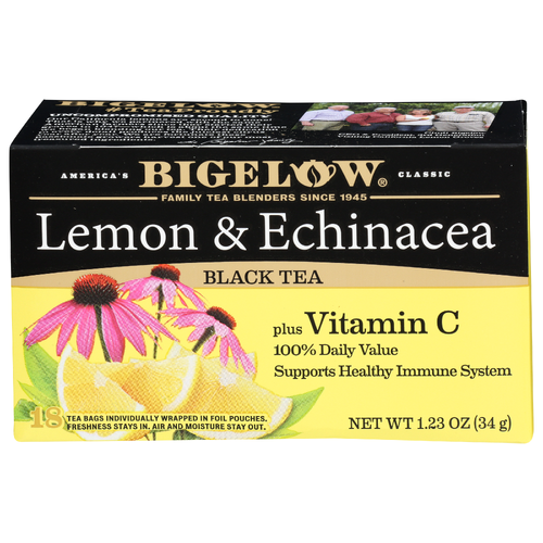 Bigelow Lemon Black Tea Bags Echinacea Vitamin C - 0.068 Ounce - 18 Count