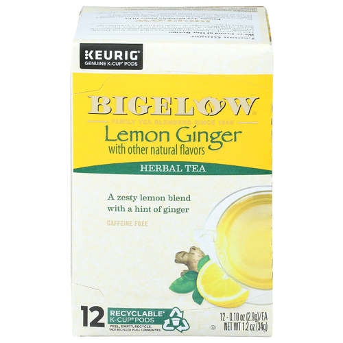 Bigelow Lemon Ginger Keurig Genuine K-Cup Pods Herbal Tea - 0.1 Ounce - 12 Count