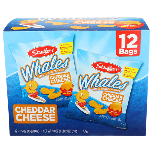 Stauffer's Cheddar Cheese Whales Baked Crackers - 1.5 Ounce - 12 Count