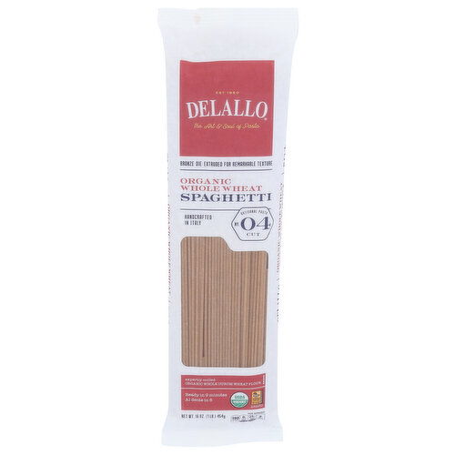 Delallo Organic Whole Wheat Spaghetti 4 - 16 Ounce