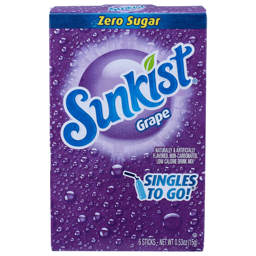 Sunkist Grape Low Calorie Drink Mix - 0.088 Ounce - 6 Count