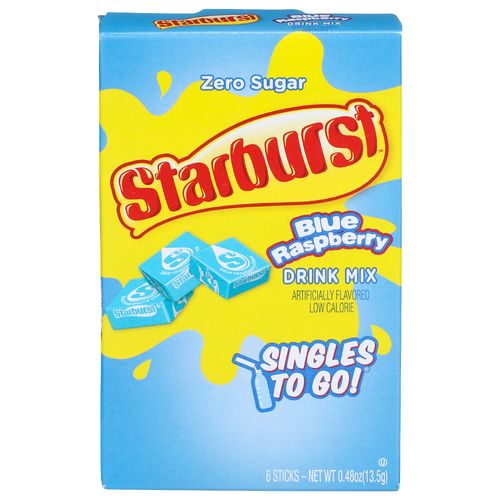 Starburst Singles To Go! Blue Raspberry Drink Mix - 0.08 Ounce - 6 Count