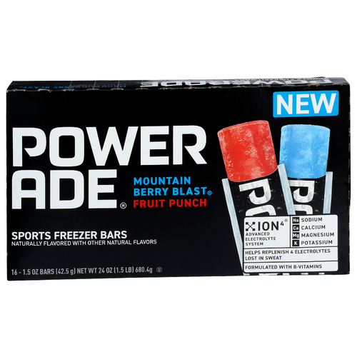 Powerade Mountain Berry Blast Fruit Punch Sports Freezer Bars - 1.5 Ounce - 16 Count