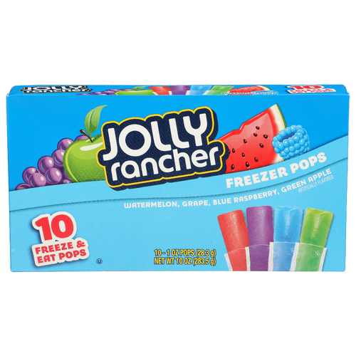 Jolly Rancher Watermelon, Grape, Blue Raspberry, Green Apple Freezer Pops - 10 Ounce