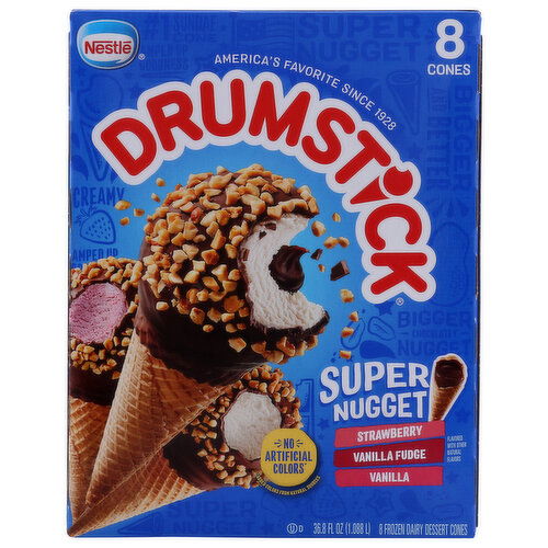 Drumstick Dairy Dessert Bars, Strawberry, Vanilla Fudge - 4.6 Fluid Ounce - 8 Count