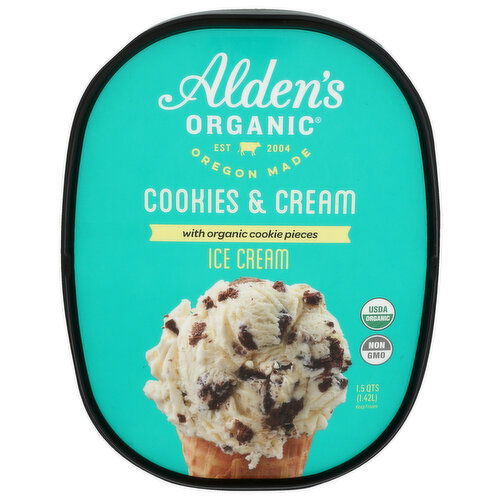 ALDEN's Organic Ice Cream Cookies & Cream - 1.5 Quart Image 1 of 4