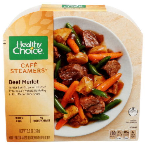 Healthy Choice Cafe Steamers Beef Merlot, Frozen Meal - 9.5 Ounce