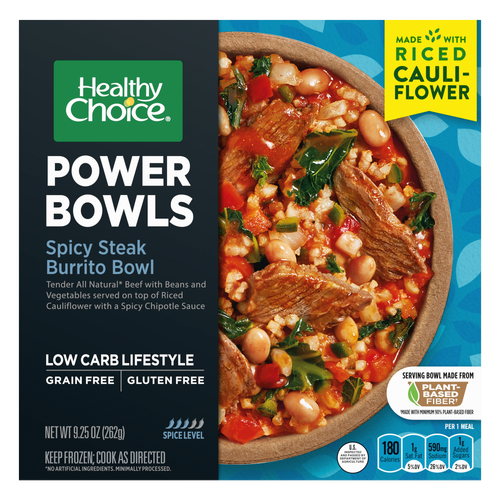 Healthy Choice Power Bowls, Spicy Steak Burrito Bowl, Frozen Meal - 9.25 Ounce