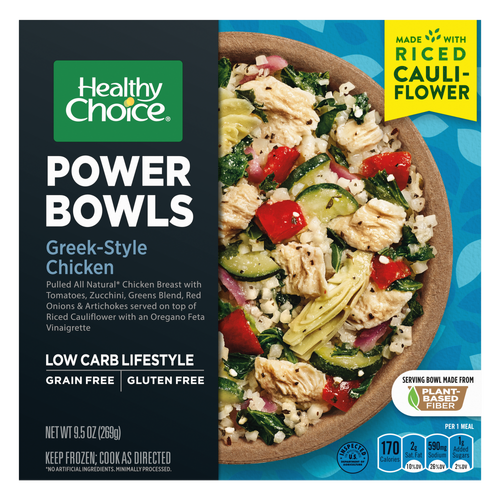 Healthy Choice Power Bowls, Greek-Style Chicken, Frozen Meal, Bowl - 9.5 Ounce