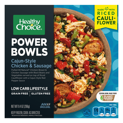 Healthy Choice Power Bowls, Cajun-Style Chicken & Sausage, Frozen Meal, Bowl - 9.4 Ounce